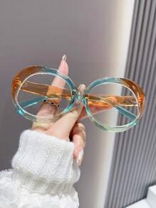 LiMiaoMiao 1pc Women Oval Clear Glasses, Y2K Color Matching Party & Travel Accessories