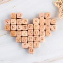 26pcs Wooden English Alphabet Beads, Square Spacer Beads For DIY Bracelets, Necklaces, Jewelry Making, Crafts Supplies