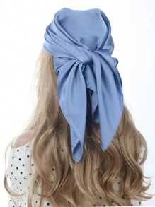 1pc Light Blue Polyester-Like 70cm Square Scarf