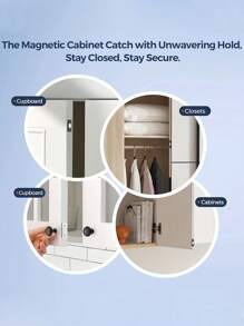 [2 Stück starker magnetischer Verschluss] Legierungs Magnetischer Türfangvorrichtung Verschluss - Unsichtbare starke Haftung, ohne Bohren montierbar, nahtlose Freigabe - Ideal für Schränke, Kleiderschränke, Schiebetüren - Heimwerker Hardware, spielendleichte Einrichtung, kompaktes, effizientes Design - 2 Stück Set, Silber