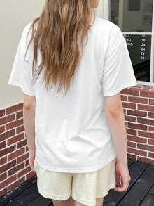 女士常规 T 恤，休闲，运动，时尚，简约，适合校园，健身，户外