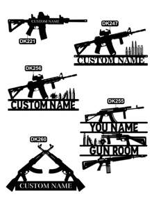 1 件定制双酷突击步枪墙饰、冲锋枪标志、复古风格金属机枪装饰、枪械爱好者铁板 - 个性化名称、文字内容 - Gunlover 定制装饰、第二修正案礼品枪军事艺术礼物生日毕业、多功能、耐用、装饰性、可重复使用、精致、时尚、高品质、色彩鲜艳、现代、定制、个性化、独特、适合他的理想礼物、适合她的理想礼物、男朋友、爸爸、女朋友、妈妈、家人、朋友、茶室、家庭、花园、办公室、家居装饰