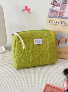 1 件绗缝柔软花朵图案便携式大容量旅行收纳化妆包，适合女士女孩，化妆包化妆袋护肤包洗漱包收纳袋，旅行必需品邮轮必需品宿舍必需品，婚礼伴娘礼物，妈妈礼物，生日礼物，送给朋友和老师的礼物，家居装饰，浴室客厅卧室装饰，浴室收纳盒，珠宝收纳盒，唇油收纳盒，指甲油收纳盒 - 粉色 - 查看 2