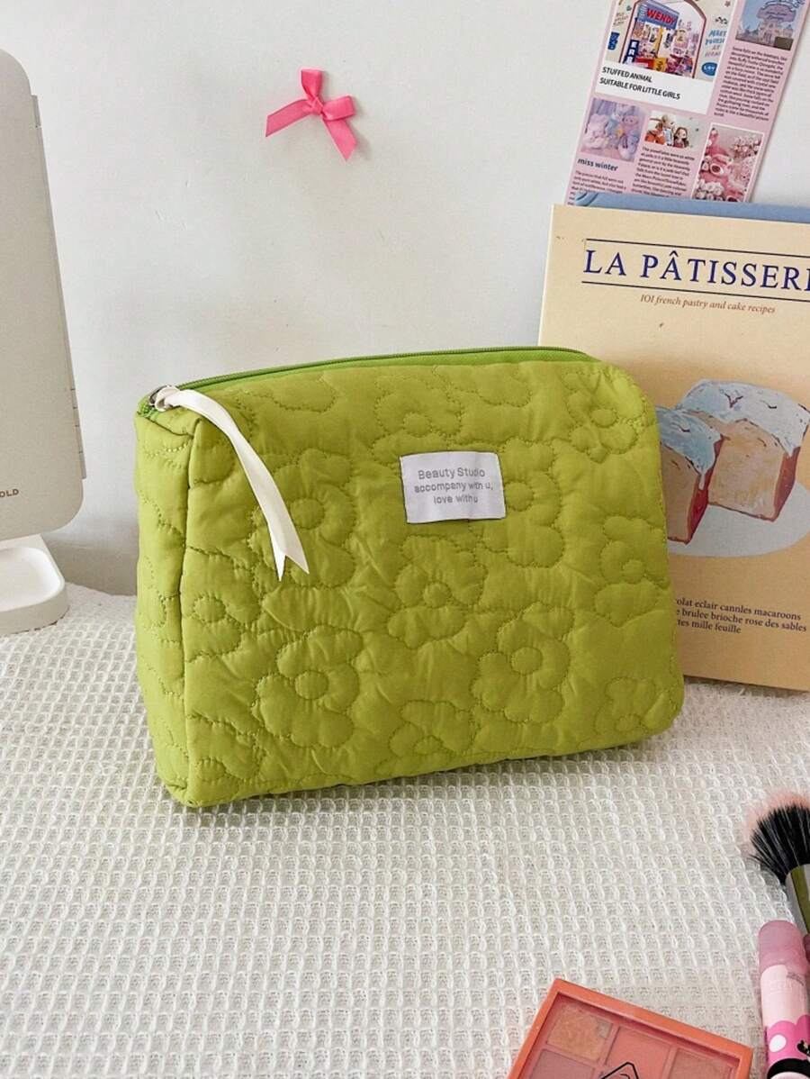 1 件绗缝柔软花朵图案便携式大容量旅行收纳化妆包，适合女士女孩，化妆包化妆袋护肤包洗漱包收纳袋，旅行必需品邮轮必需品宿舍必需品，婚礼伴娘礼物，妈妈礼物，生日礼物，送给朋友和老师的礼物，家居装饰，浴室客厅卧室装饰，浴室收纳盒，珠宝收纳盒，唇油收纳盒，指甲油收纳盒