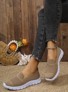 全新休闲运动女式一脚蹬鞋，圆头轻便透气乐福鞋