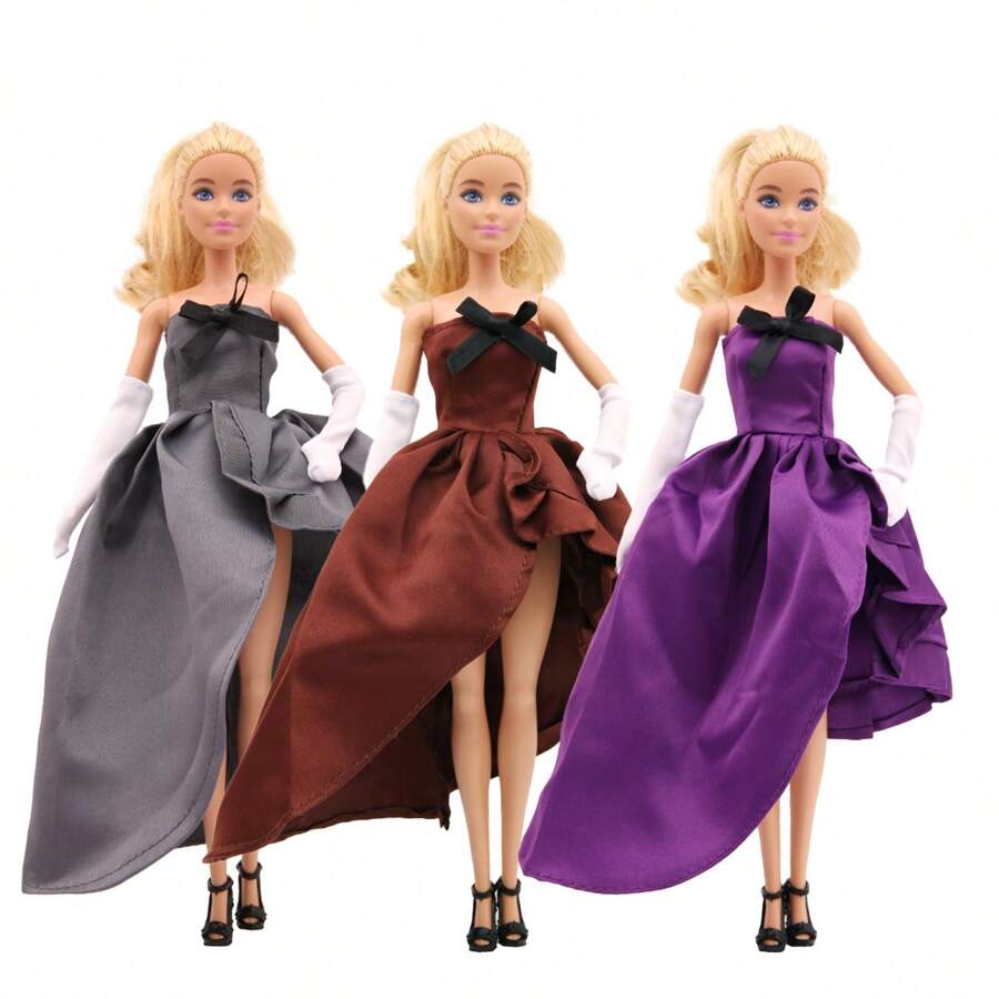 娃娃装扮衣柜娃娃精致可爱的薄纱连衣裙带袖套，适合约会、下午活动（不含娃娃） - 11.5吋娃娃配件 - 查看 1