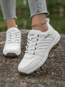 Women's New Fashion Comfortable Lightweight Shock-Absorbing Outdoor Hiking Shoes, Waterproof Anti-Slip Low-Top Soft-Soled Outdoor Climbing Shoes, Casual Sports Shoes - White - View 5