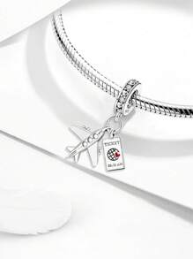 1 件时尚 925 纯银飞机系列串珠适合女士手链手镯 DIY 珠宝制作和日常服装搭配珠宝装饰适合女孩