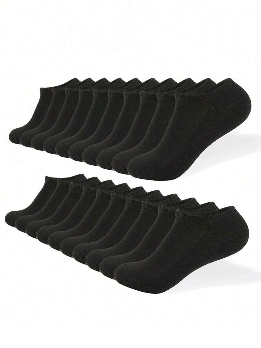 1/2/5/10/15/20/30 pares de calcetines cortos negros simples y versátiles para hombre, talla grande, sueltos, transpirables y cómodos para uso diario