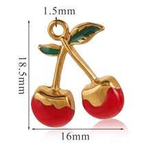 3-5 PCS Stainless Steel Small Accessories Accessories Drop Oil Cherry Pendant DIY Bracelet Necklace Pendant Key Ring Accessories Pendant Accessories - Pendants - View 12