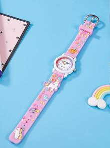 1 pieza Reloj de cuarzo de silicona con diseño de macaron de colores lindo y de dibujos animados, apto como regalo de cumpleaños