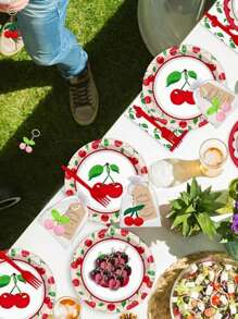 30 Stück/15 Stück Kirsche Schlüsselanhänger mit Danke Karten als Party Favors Set, enthält 5 handgemachte Kirsche Schlüsselanhänger aus Wollfilz, 5 braune Dankeschön-Anhänger und 5 weiße Zugbeutel, geeignet für Geburtstag, Hochzeit, Neujahr, Muttertag, Taufe und Obst-Themen Party, kleine Partygeschenke