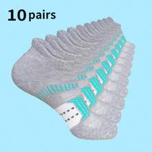 10 أزواج جديدة موديل جوارب الرجال الشائعة، جوارب رياضية قصيرة للكاحل مُنفِّسة ومُنْفِّذة للرطوبة، مناسبة لجميع الفصول - متعدد الألوان - مشاهدة 5