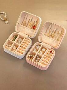 1pc Mini sieradendoos met meerdere compartimenten, draagbare reissieradendoos, afneembare sieradendisplaydoos, geschikt voor sieraden, kettingen, oorbellen, ringen, nagelkunst, haarclips, lippenstift, ideaal voor thuis en slaapkamer