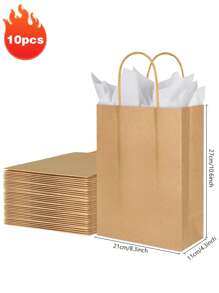 5/10个装 中号粉色/棕色牛皮纸袋，生日礼物袋，可重复使用礼品袋，派对回礼袋，婚礼礼物袋，情人节礼物袋，母亲节礼物袋，圣诞节礼物袋，新年礼物袋，斋月礼物袋 - 彩色 - 查看 14