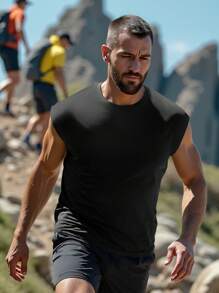 Men Youth Lightweight Soft Fabric Quick Drying Pullover Crew Neck Basic Model Casual Simple Mountain Climbing T-Shirts Tank Tops Sweatshirts Classic Fit Vest Men Thanksgiving Spring, Summer, And Autumn Holiday Outdoor Sport Men Clothing