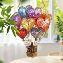 Glam Style Colorful Hot Air Balloon Garden Suncatchers, Acrylic Window Hanging Decor, Multipurpose For Valentine'S Day, Garden & Outdoor Spaces