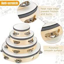 4/6/8/10 Zoll Tamburin für Erwachsene, handgehalten, aus Holz, mit einfacher Reihe Metallschellen, Musik-Tamburin, Geschenkidee, Rhythmus-Percussion-Instrument für Party, KTV (Drumsticks nicht enthalten), Tamburin, Musikinstrumente, Drumsticks