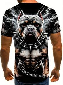 Áo thun nam mùa hè thoải mái, áo tay ngắn in hình chó ngộ nghĩnh, thoáng khí, thích hợp mặc hàng ngày vào mùa hè, hình 3D nổi, cỡ lớn, trang phục thường ngày ngoài trời. - Nhiều màu - Xem 2