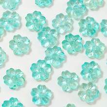 10/50pcs 14mm Glass Cherry Blossom Beads-For Jewelry Making, DIY Crafts, Necklaces, Bracelets - Transparent Multicolor Glass Bead