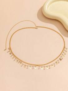 1pc Glamorous Rhinestone Sequin Decor Belly Chain, Women's Festival Clothing, Beach Holiday, Fashion Party Body Jewelry - Yellow Gold - View 3