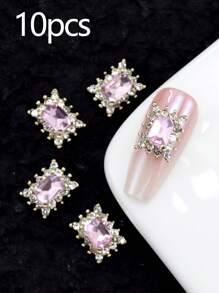 10 Pieces In A Pack And 30 Pieces In A Box For Nail Art Nail Accessories, Exquisite Inlaid With Diamonds, Colorful Gemstones, Mixed Materials, Nail Charm, Diy Nail Supplies Nails Nail Charms