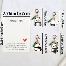 1 Stück/4 Stücke süßer Panda Öltropfen Schlüsselanhänger mit Umarmungs-Karte, inspirierender Karte, Cartoon Schlüsselanhänger, niedliches Tier Design, geeignet für Rucksack/Tasche, unisex, Geschenk für Rückkehr zur Schule Rucksack mit Schulmaterial