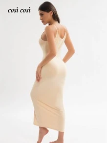 1 pezzo Nuovo arrivo primavera/estate Abito senza maniche tinta unita da donna, semplice ed elegante, abito a v con inserti in pizzo, stile maturo, per vacanze