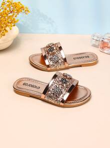A Pair Of Fashionable Sandals With Flowers, Beautiful In Appearance, Suitable For Little Girls To Wear In Various Places. - Champagne - View 5