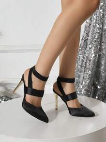 2025新款欧美风时尚性感超高跟尖头女士百搭高跟秋季单鞋 - 黑色真絲 - 查看 2