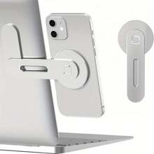 1pc Adjustable Aluminum Laptop Stand With Magnetic Phone Holder - Slim Foldable Side Mount Clip For I Phone & All Phones, Portable Computer Expansion Bracket