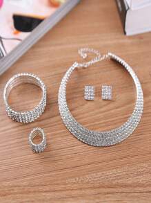 5 Stücke eleganter Kristall-Brautschmuck Set für Damen