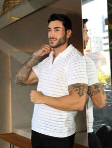 TRICOT DE LUXO camisa masculina blusa gola polo tricot verão primavera homens casual alta qualidade envio imediato dia dos pais - Branco - Visão 4