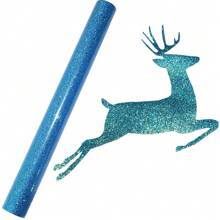 1 Roll Shiny/Glitter Puff Heat Transfer Vinyl - Sparkling Glitter, Suitable For T-Shirt Fabric Heat Press Printing - Aqua Blue - View 6