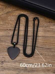 2pcs Customized Text Stainless Steel Guitar Pick Pendant Necklace Set, Personalized & Fashionable, Globally Popular