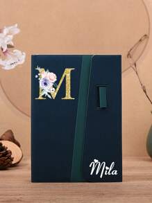 1pc Personalized Customized Name/Initial, PU Leather Cover Thick Inner Pages Smooth Writing + Contrast Color Multi-Functional Office/Meeting Notebook, Record Life With Ceremony Sense, Thick Pages For Endless Writing, Loved By Students And Workers! Practical And Stylish, Not Only Serves As A Notebook, But Also Adds A Romantic, Dreamy Atmosphere And Increases Writing Interest