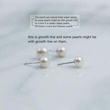 1 Pair 6-7mm Small S925 Silver Natural Freshwater Pearl Stud Earrings - Simple Elegance Flat Round - Versatile Daily Banquet Dress Stud Earrings