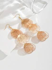 1 Pair Vintage French Style Hollow Fish Tail Dangle Earrings, Suitable For Women Daily, Party, Shopping Outfit