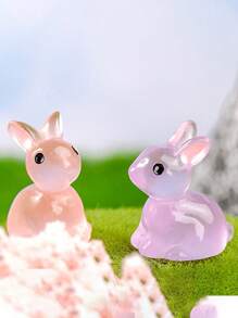 10/20 PIEZAS Pequeños ornamentos de resina luminosa en forma de conejitos, animales y diseños adorables como regalo para niños, manualidades y decoración 3D con efecto luminoso de conejos blancos
