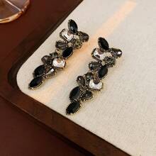 Fashionable Elegant Retro Rhinestone Waterdrop Necklace And Earring Set