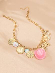 1 pieza Collar con colgantes de estilo occidental hecho a mano para mujeres (la forma y el color pueden variar)