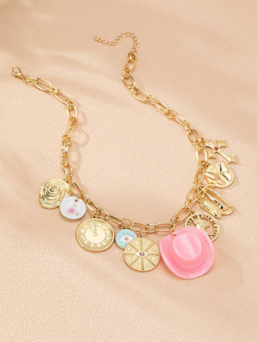 1 pieza Collar con colgantes de estilo occidental hecho a mano para mujeres (la forma y el color pueden variar)