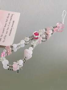 Pink Flower Lariat Phone Lanyard With Bow - Pink - View 7