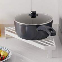 1pc Multi-Function Pot Lid Rack Stand, Stainless Steel Kitchen Storage Organizer