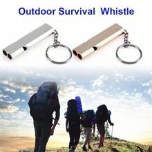 1Pc Vogeltrainingsfluitje Draagbare aluminium veiligheidsfluitje voor buiten wandelen kamperen overleving nood sleutelhanger multitool Dual-Tube overlevingsfluitje evenement scène arrangement commando spel activiteit training repetitie verrassingscadeaus voor vrienden