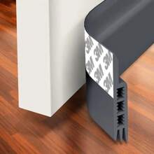 1pc Door Draft Stopper, White, Black And Dark Brown Color, Plastic Material, Suitable For Home, Commercial Use And Automotive, Self-Adhesive Rubber Door Seal Strip - Anti-Theft, Soundproof, Windproof, Anti-Collision, Anti-Dust, Applicable For Bedroom And Entrance Doorway