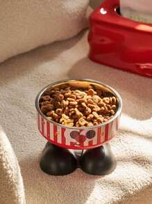 1pc Elevated Cartoon Cat Dog Pet Food Water Bowl With Spill Prevention, Raised Feeder