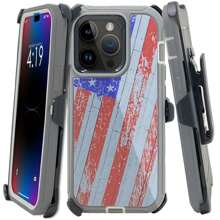 Rugged Shockproof Defender Phone Case Compatible With IPhone 17 / 16 / 15 / 14 / 13 / 12 / 11 / Plus / Pro / Pro Max / With Belt Clip - 美國國旗 - 查看 1