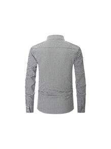 1 pièce Chemise homme 2025 Nouveau style noir et blanc à carreaux, coupe ample et polyvalente, mode coréenne chemise oversize à carreaux, convient pour le travail et les tenues décontractées au printemps/automne