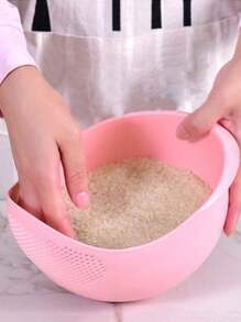 1 pieza Mini colador para lavar arroz de cocina, cuenco pequeño para lavar arroz, lavador de arroz - Rosa - Ver 3